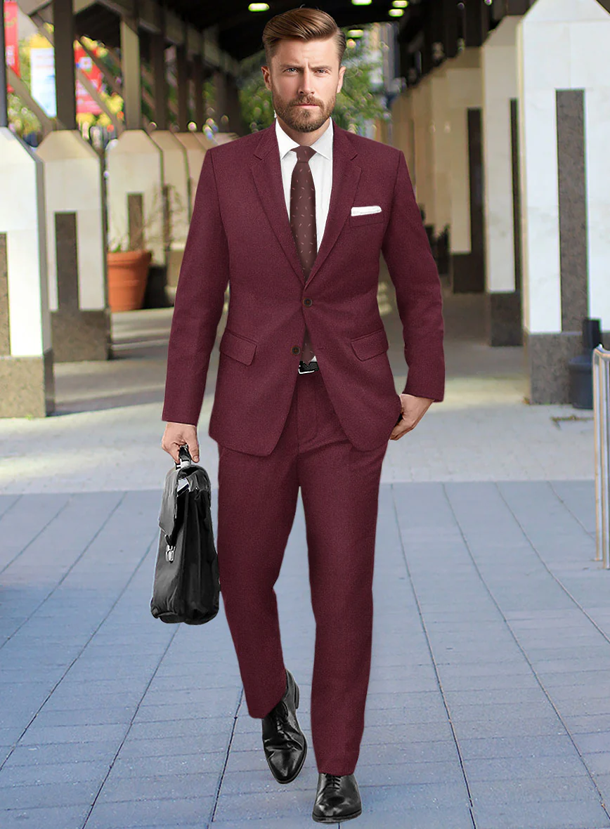 Italian Turna Wine Flannel Suit - Image 2