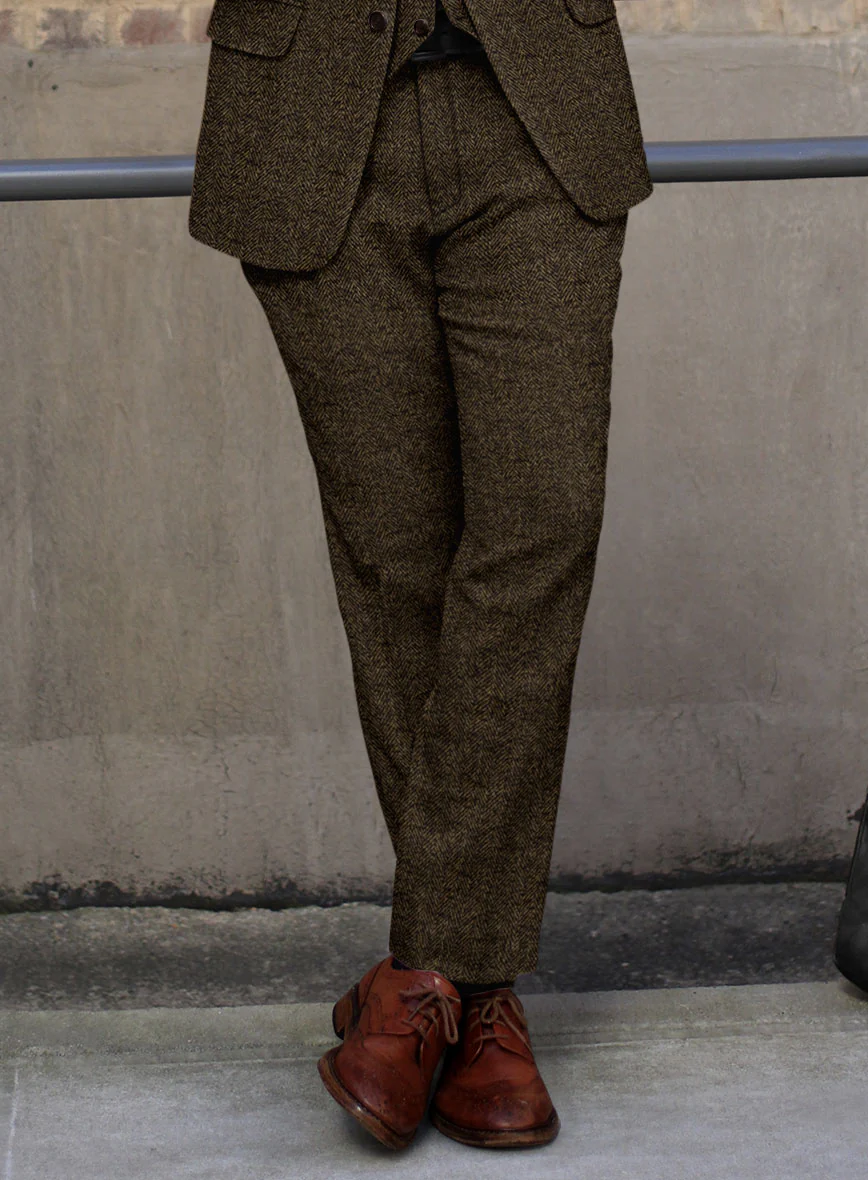 Italian Tweed Herringbone Timoteo Pants - Image 2