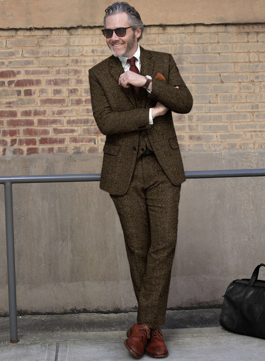 Italian Tweed Herringbone Timoteo Suit - Image 2