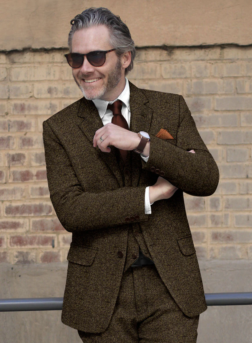 Italian Tweed Herringbone Timoteo Suit - Image 4