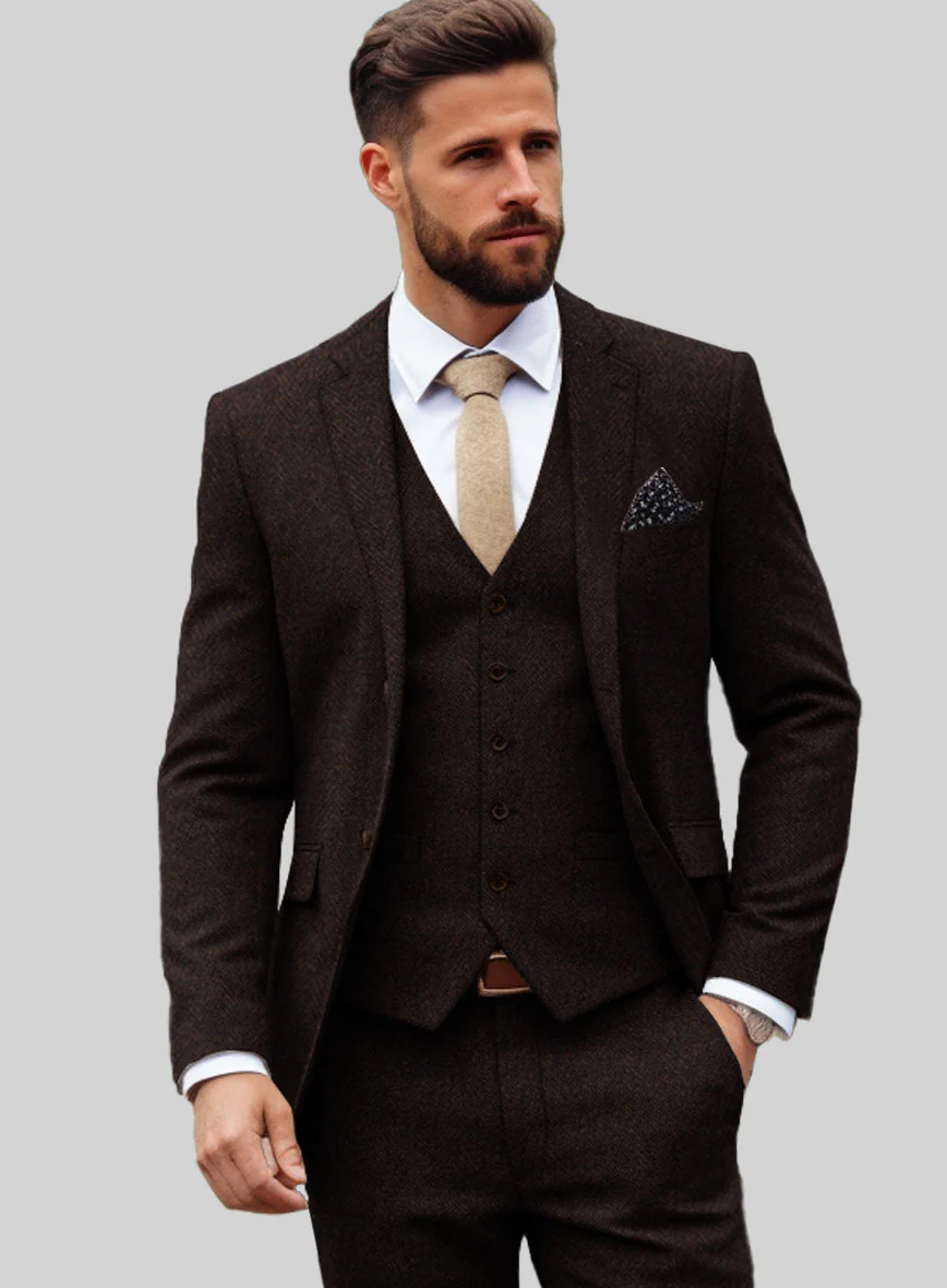 Italian Tweed Herringbone Urbano Suit - Image 4