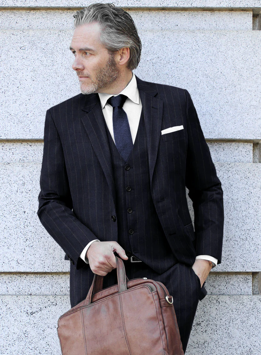Italian Uben Blue Chalkstripe Flannel Jacket - Image 2