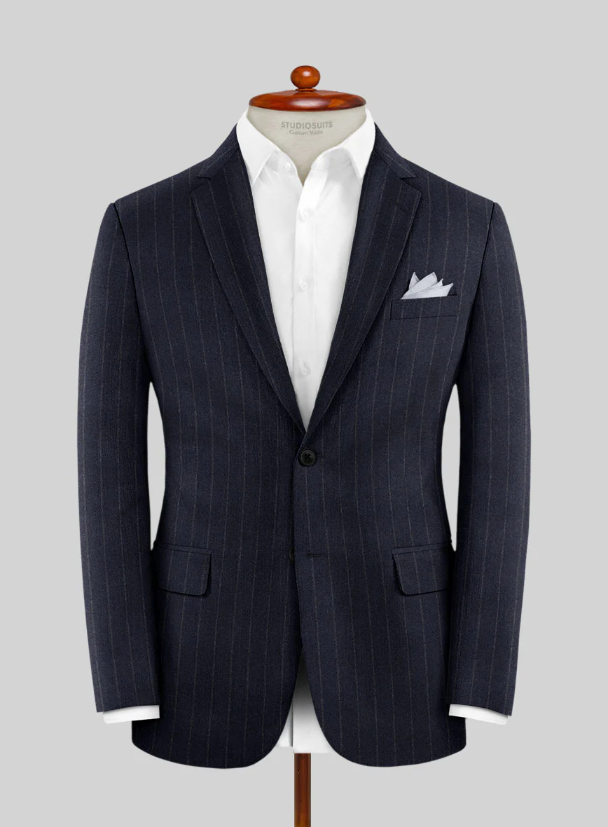 Italian Uben Blue Chalkstripe Flannel Suit - Image 3