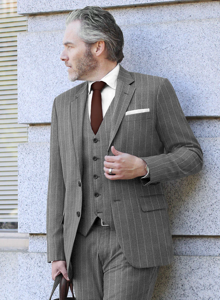 Italian Uben Gray Chalkstripe Flannel Jacket - Image 2
