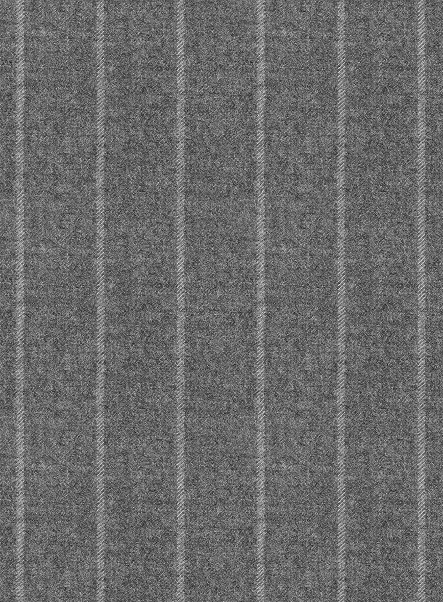 Italian Uben Gray Chalkstripe Flannel Pants - Image 3