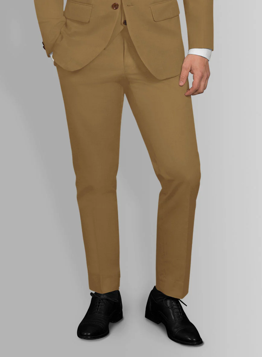 Italian Walnut Brown Cotton Stretch Pants - Image 2
