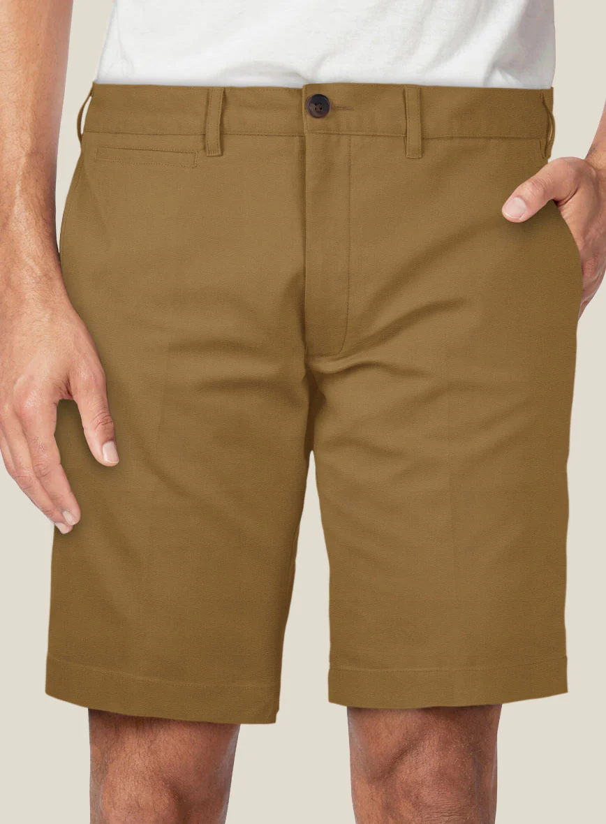 Italian Walnut Brown Cotton Stretch Shorts - Image 3