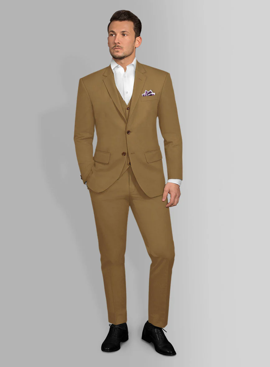 Italian Walnut Brown Cotton Stretch Suit - Image 2