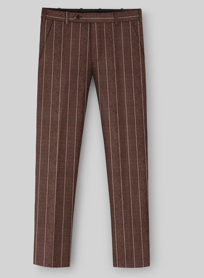 Italian Walnut Rope Stripe Tweed Pants - Image 2