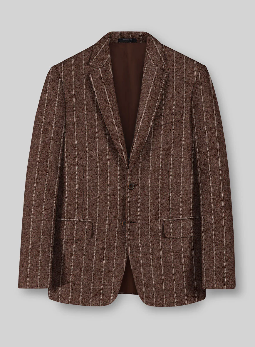 Italian Walnut Rope Stripe Tweed Suit - Image 2