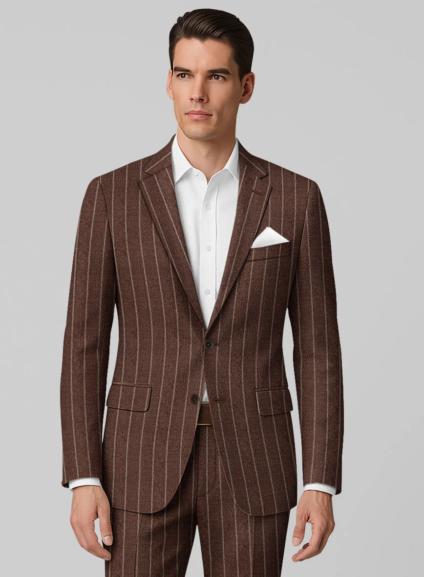 Italian Walnut Rope Stripe Tweed Suit - Image 3