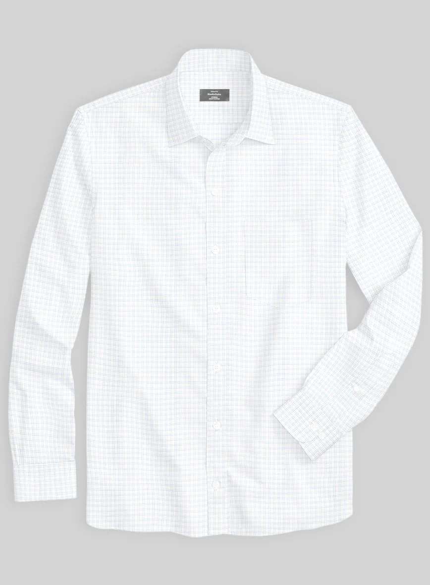 Italian White Grid Shirt - Image 2