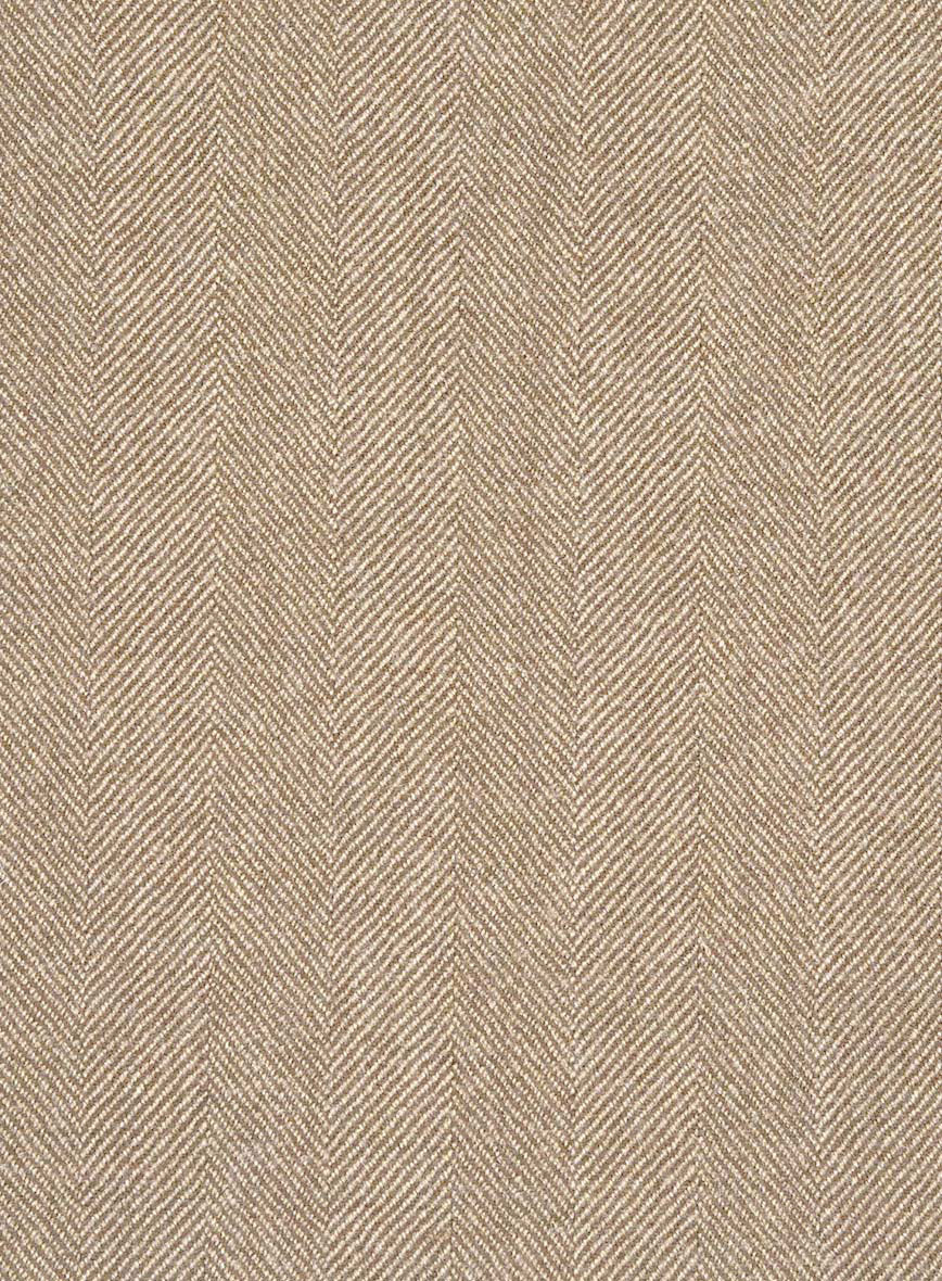 Italian Wide Herringbone Beige Tweed Jacket - Image 3
