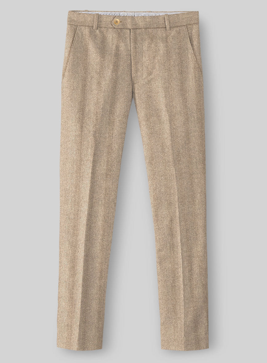 Italian Wide Herringbone Beige Tweed Suit - Image 5