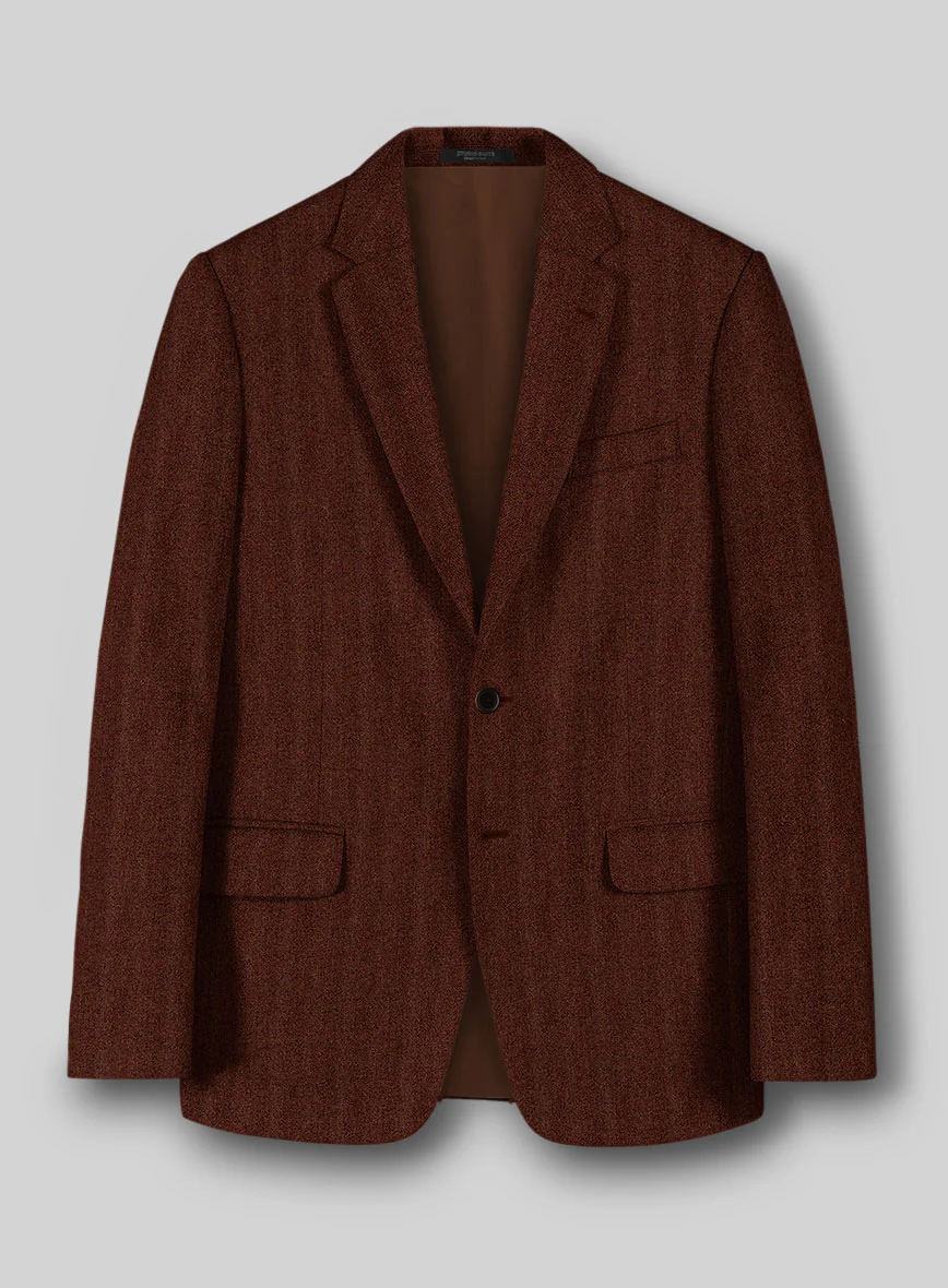 Italian Wide Herringbone Brunette Tweed Suit - Image 3