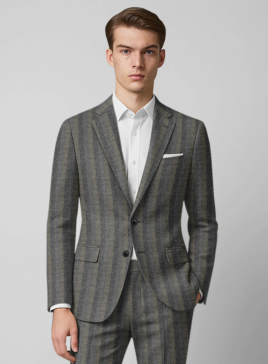 Italian Gravelight Herringbone Tweed Suit - Image 3