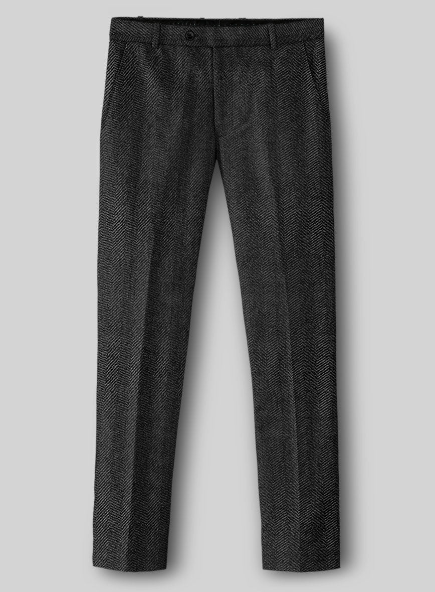 Italian Wide Herringbone Charcoal Tweed Suit - Image 5