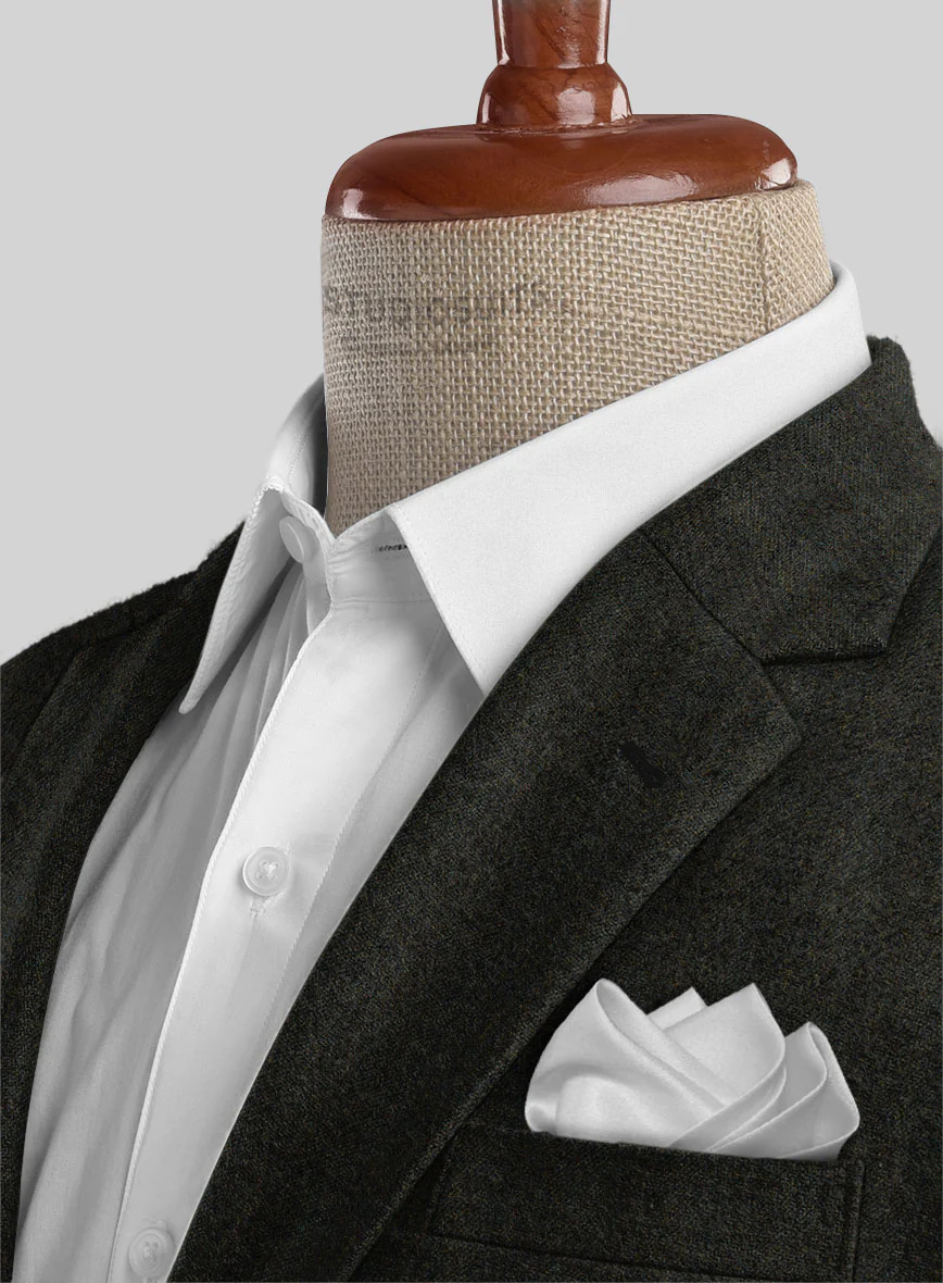 Italian Wide Herringbone Dark Green Tweed Jacket - Image 3