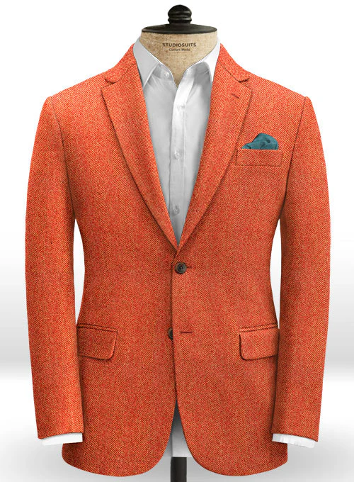 Italian Wide Herringbone Fire Tweed Suit - Image 3