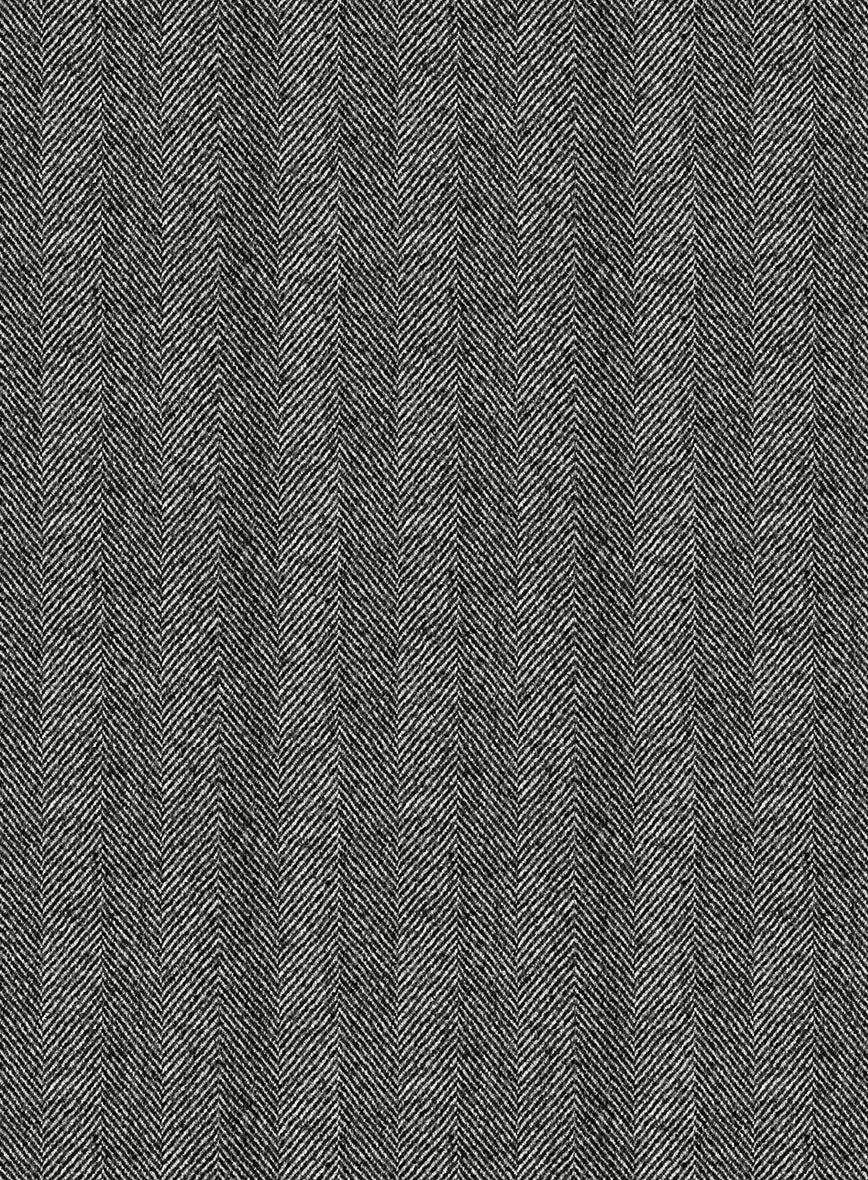 Italian Wide Herringbone Gray Tweed Pants - Image 3