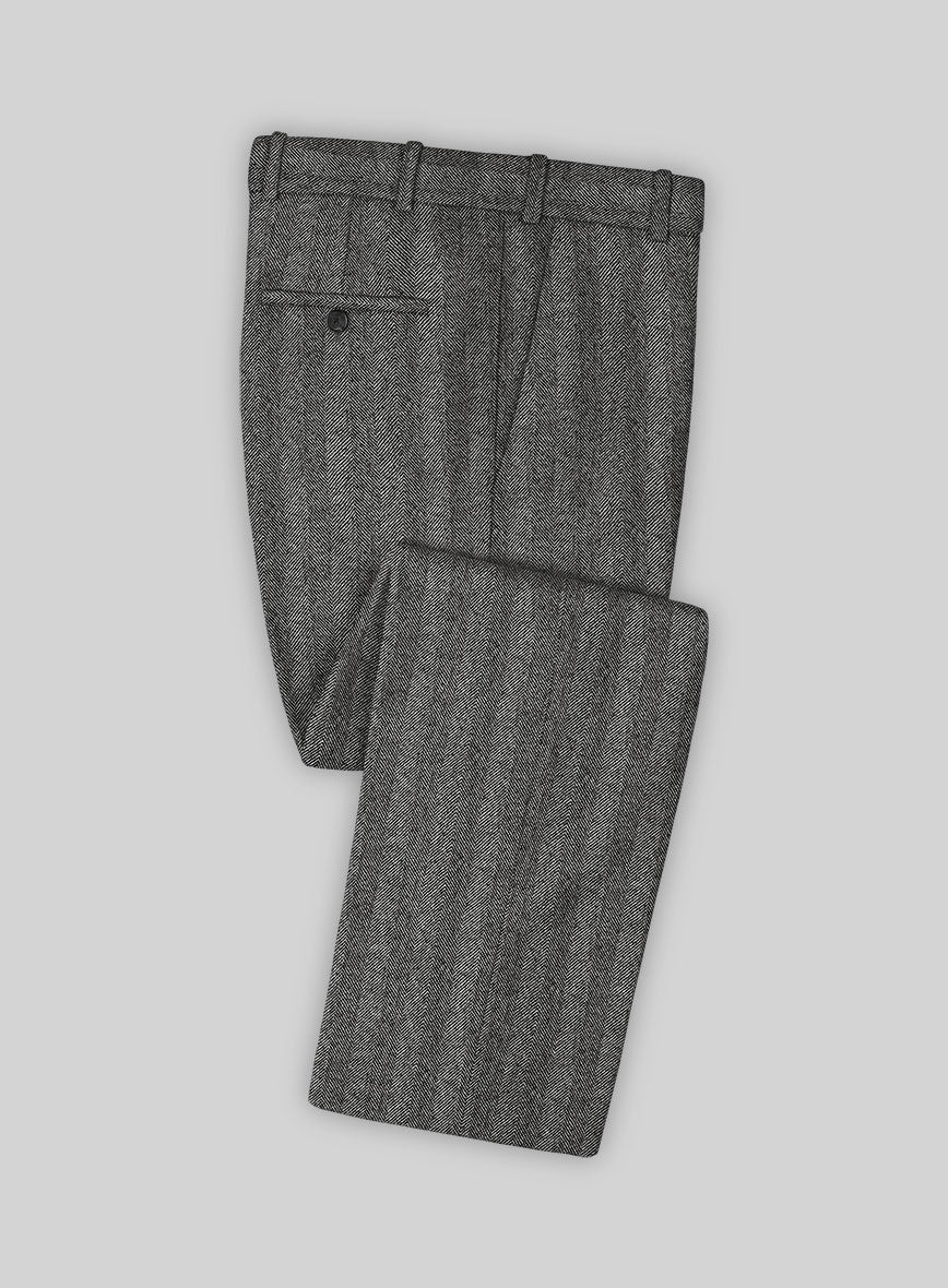 Italian Wide Herringbone Gray Tweed Suit - Image 5