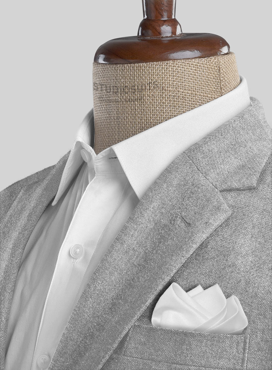 Italian Wide Herringbone Ice Gray Tweed Jacket - Image 3