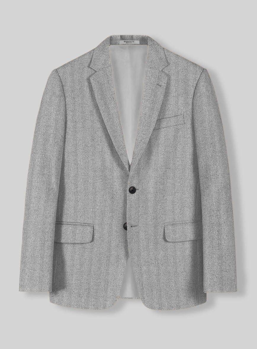 Italian Wide Herringbone Ice Gray Tweed Suit - Image 4