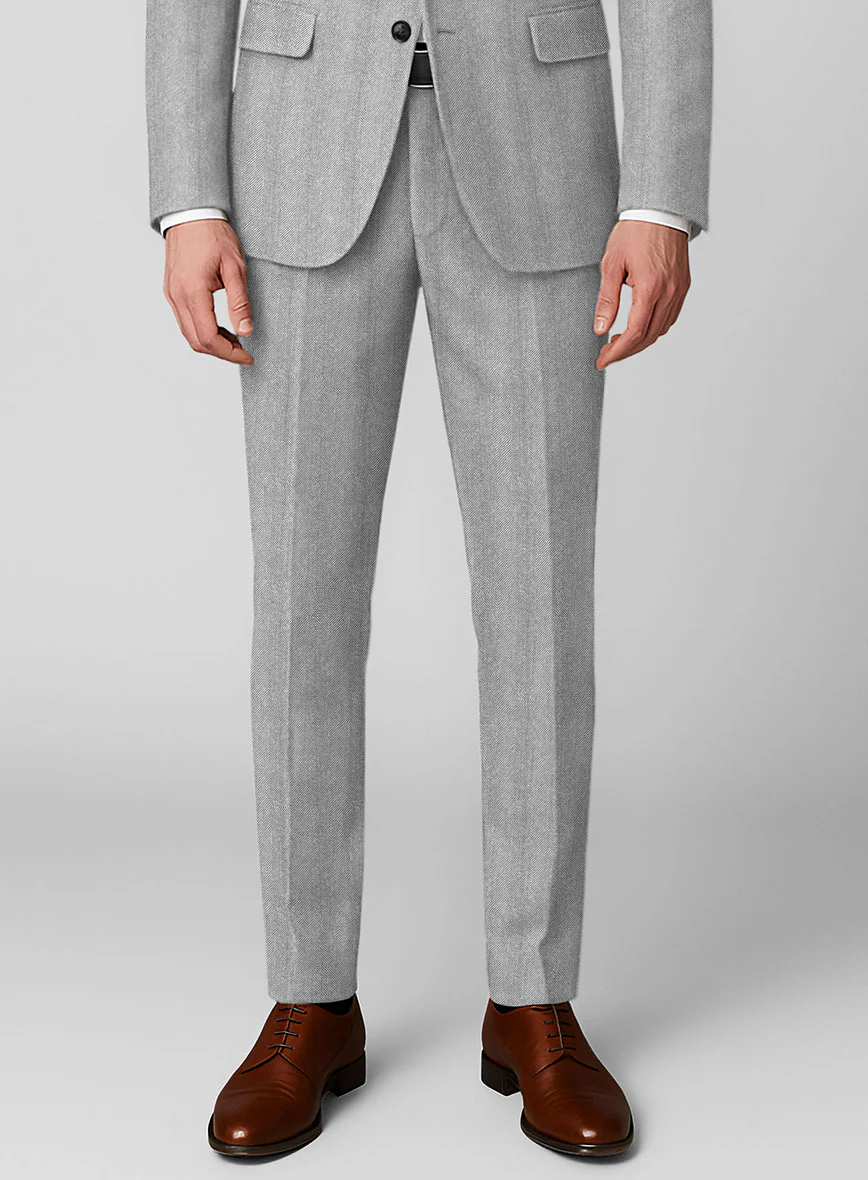Italian Wide Herringbone Ice Gray Tweed Suit - Image 7