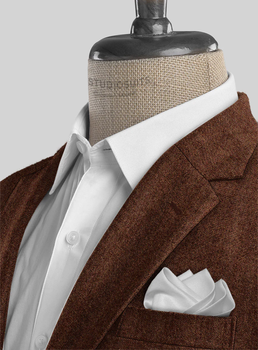 Italian Wide Herringbone Rust Tweed Jacket - Image 3