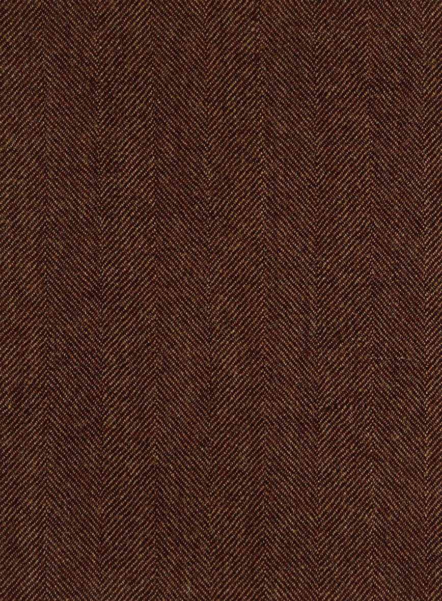 Italian Wide Herringbone Rust Tweed Pants - Image 3