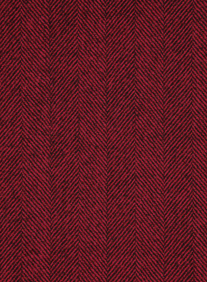 Italian Wide Herringbone Wine Tweed Jacket - Image 2