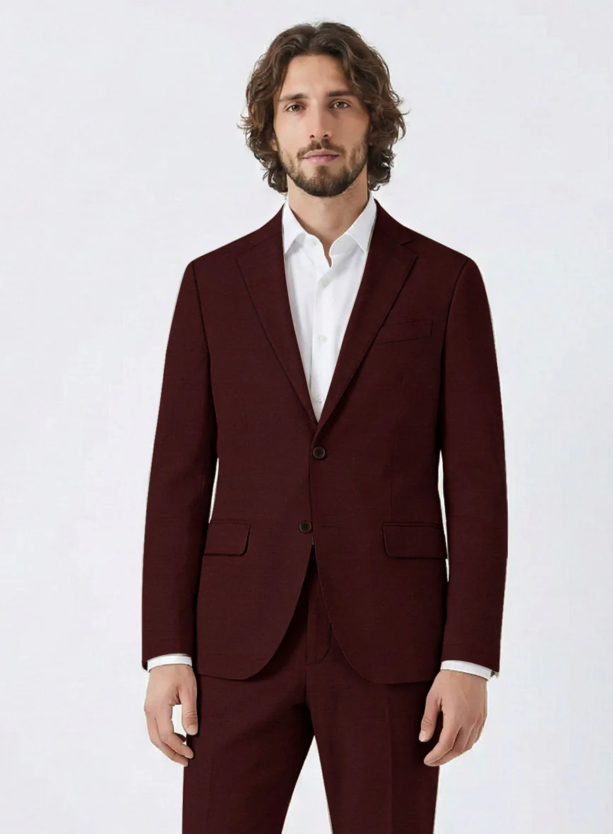 Italian Wine Cotton Stretch Suit - Image 4