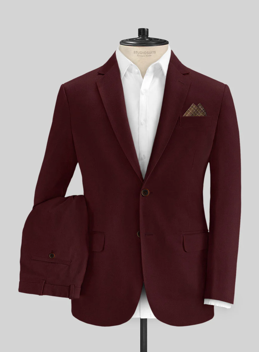 Italian Wine Cotton Stretch Suit - Image 2