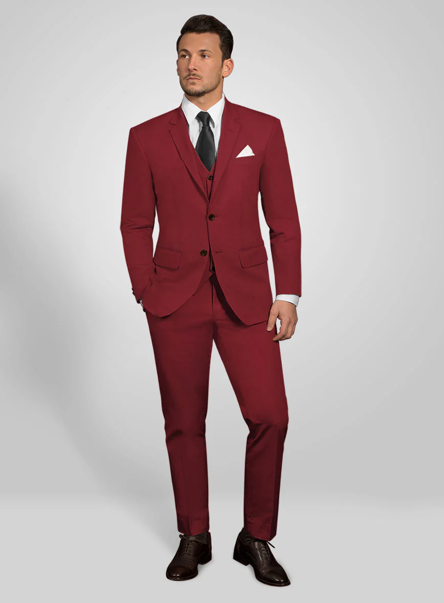 Italian Wine Cotton Suit - Image 2