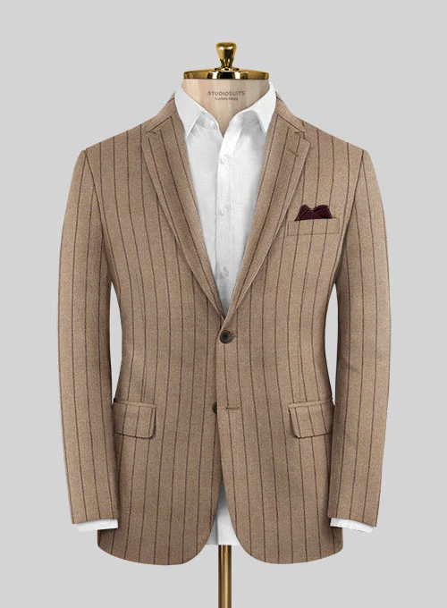 Italian Wool Cashmere Brown Stripe Suit - Image 2