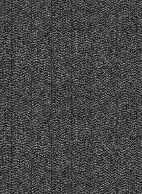 Italian Wool Cashmere Charcoal Herringbone Pants - Image 2