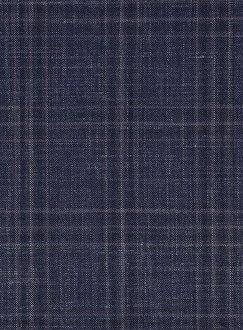 Italian Wool Silk Linen Vrella Blue Checks Jacket - Image 2