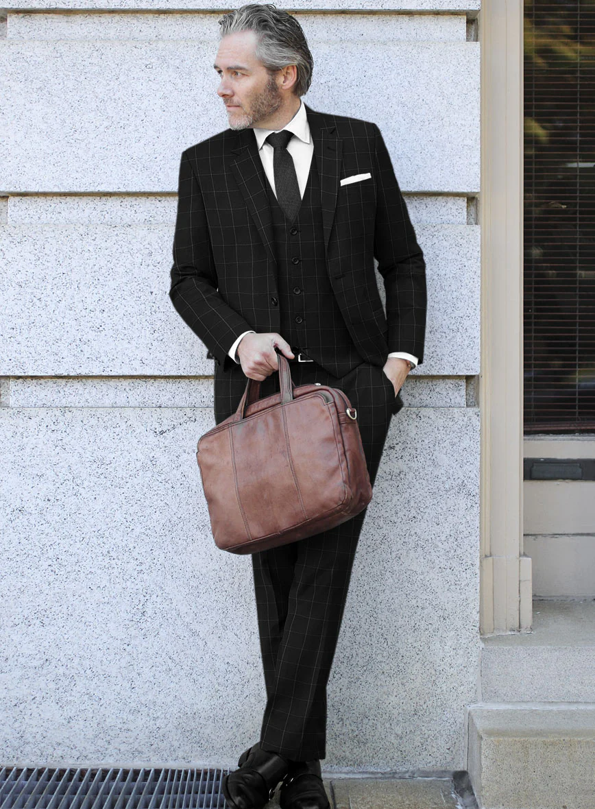 Italian Zergi Black Windowpane Flannel Suit - Image 2