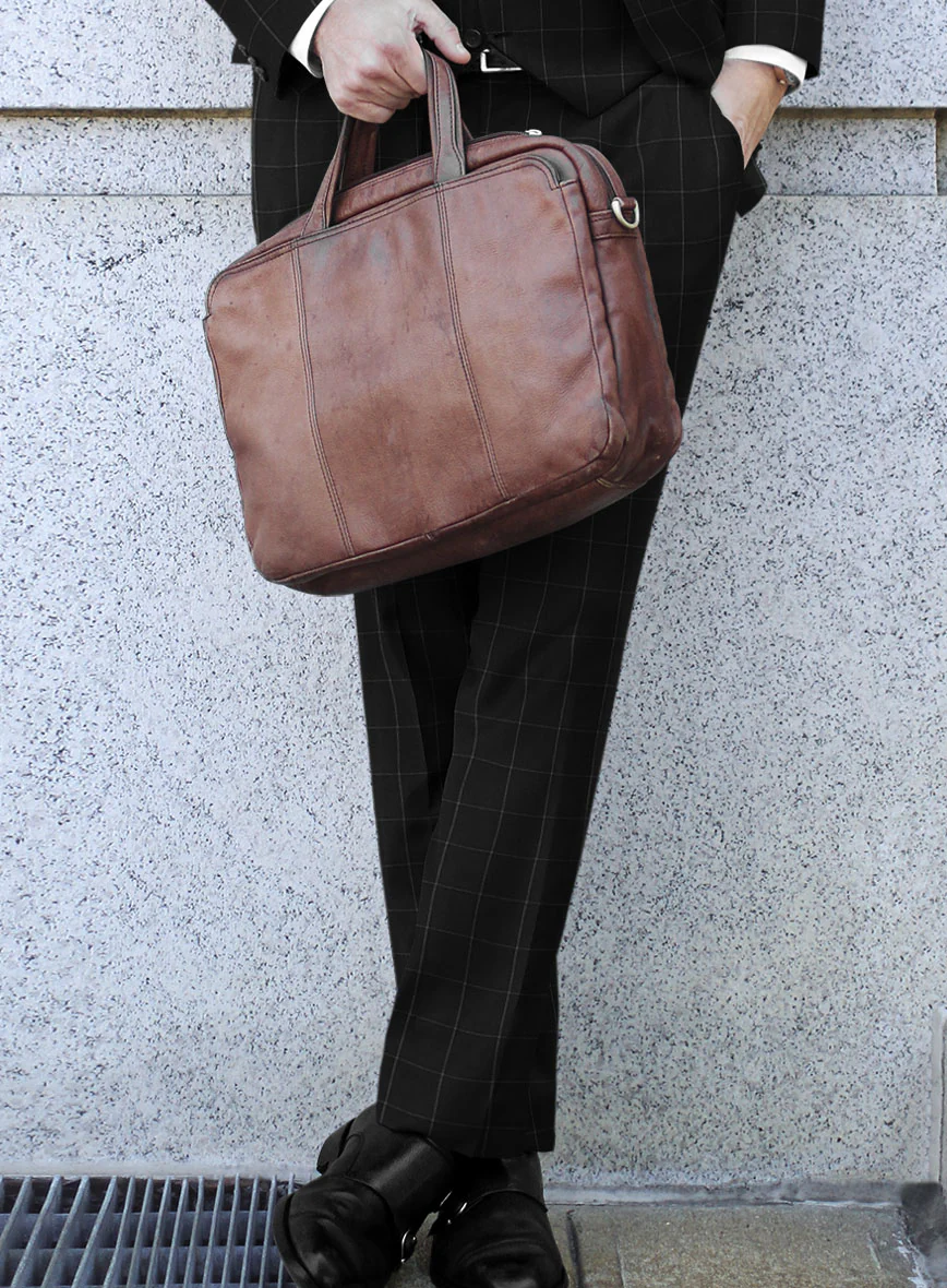 Italian Zergi Black Windowpane Flannel Suit - Image 4