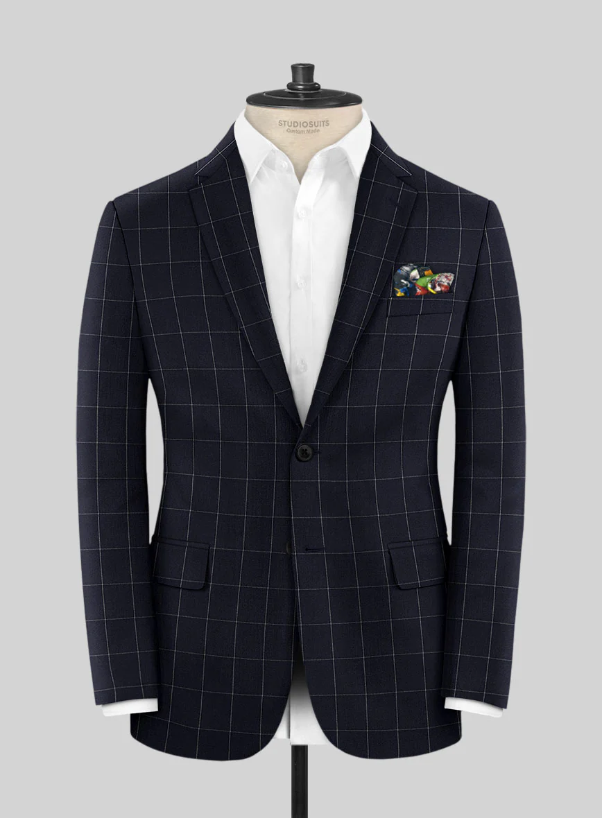 Italian Zergi Blue Windowpane Flannel Suit - Image 3
