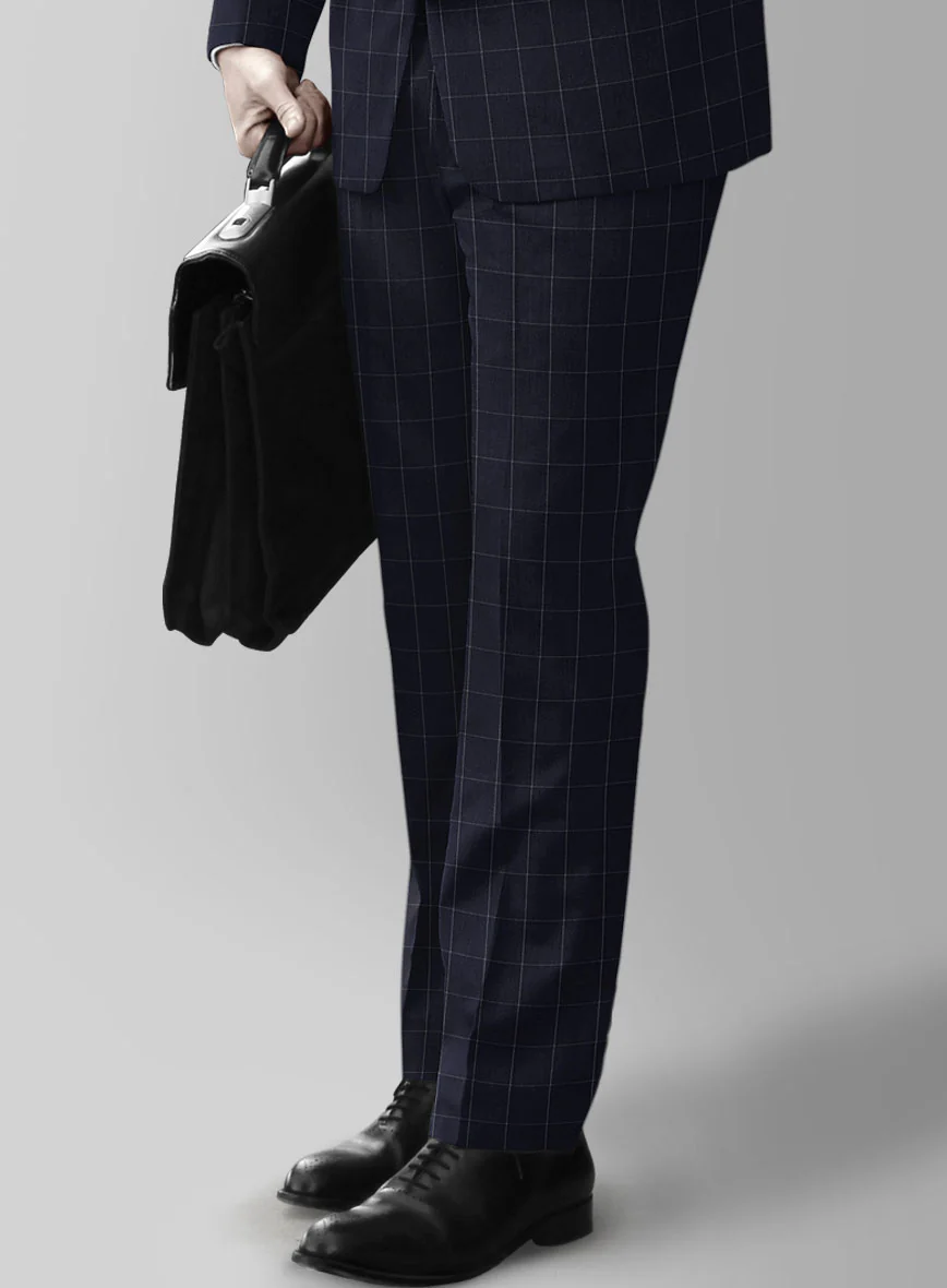 Italian Zergi Blue Windowpane Flannel Suit - Image 4
