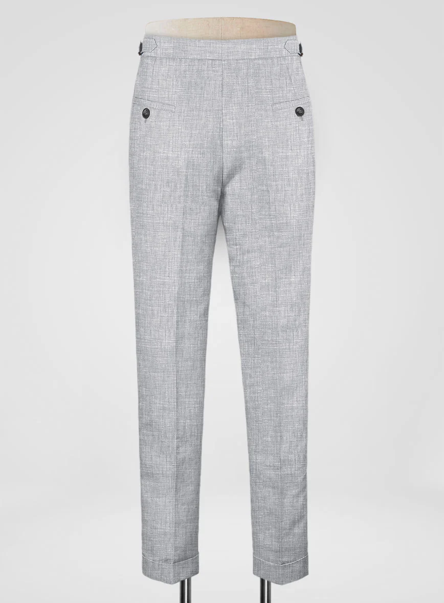 Italian Zod Light Gray Linen Highland Trousers - Image 3