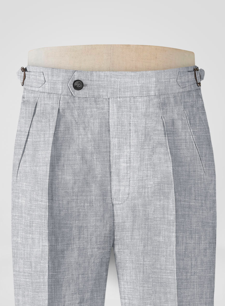 Italian Zod Light Gray Linen Highland Trousers - Image 4