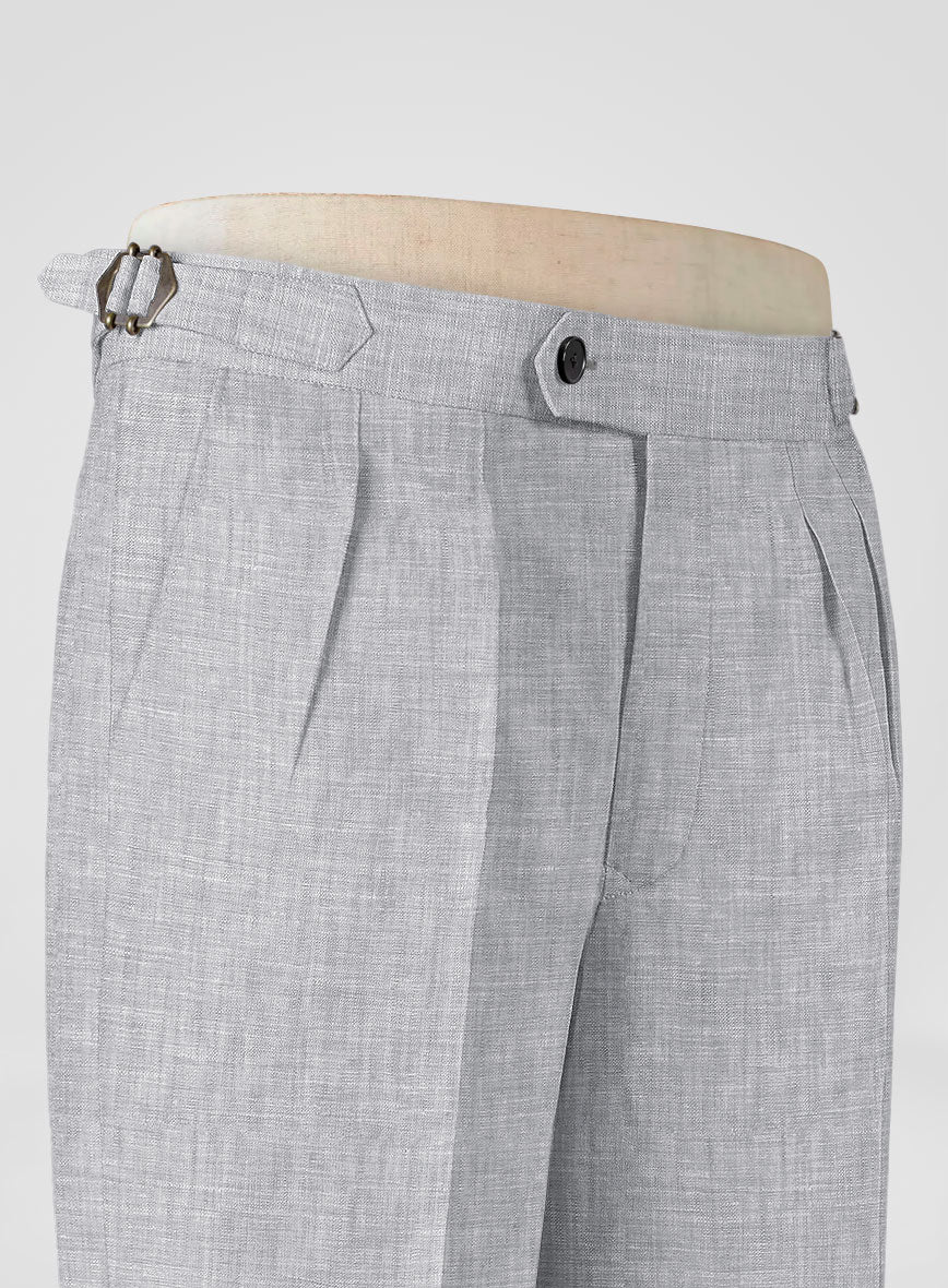 Italian Zod Light Gray Linen Highland Trousers - Image 5