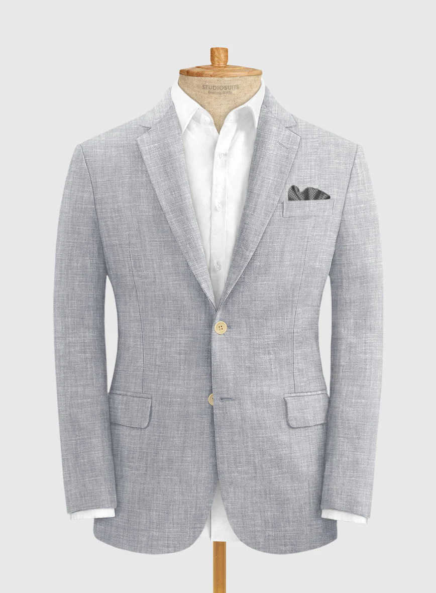 Italian Zod Light Gray Linen Jacket - Image 4