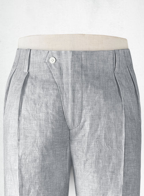 Italian Zod Light Gray Vintage Manny Linen Trousers - Image 4