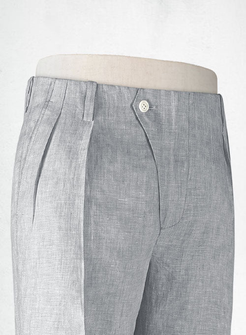 Italian Zod Light Gray Vintage Manny Linen Trousers - Image 5
