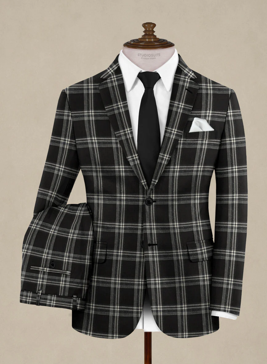 Italiano Murano Oseja Black Wool Linen Silk Suit - Image 2