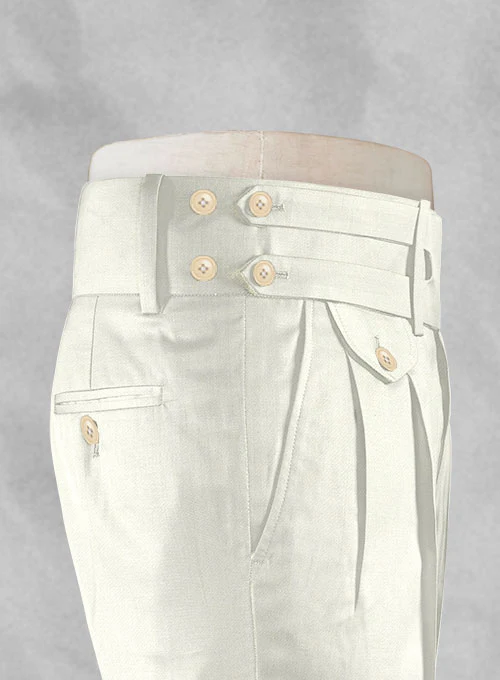 Ivory Double Gurkha Wool Trousers - Image 3