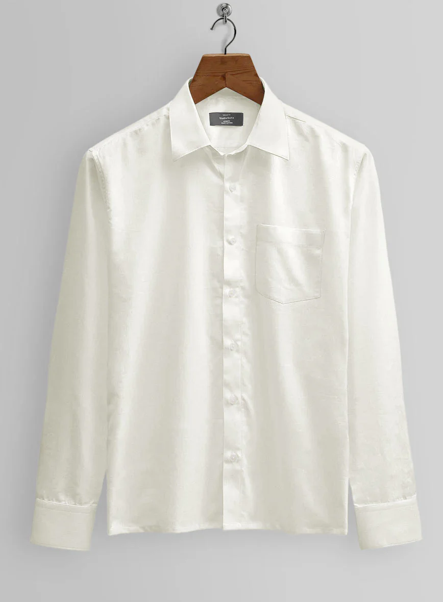 Ivory Herringbone Cotton Shirt - Image 2
